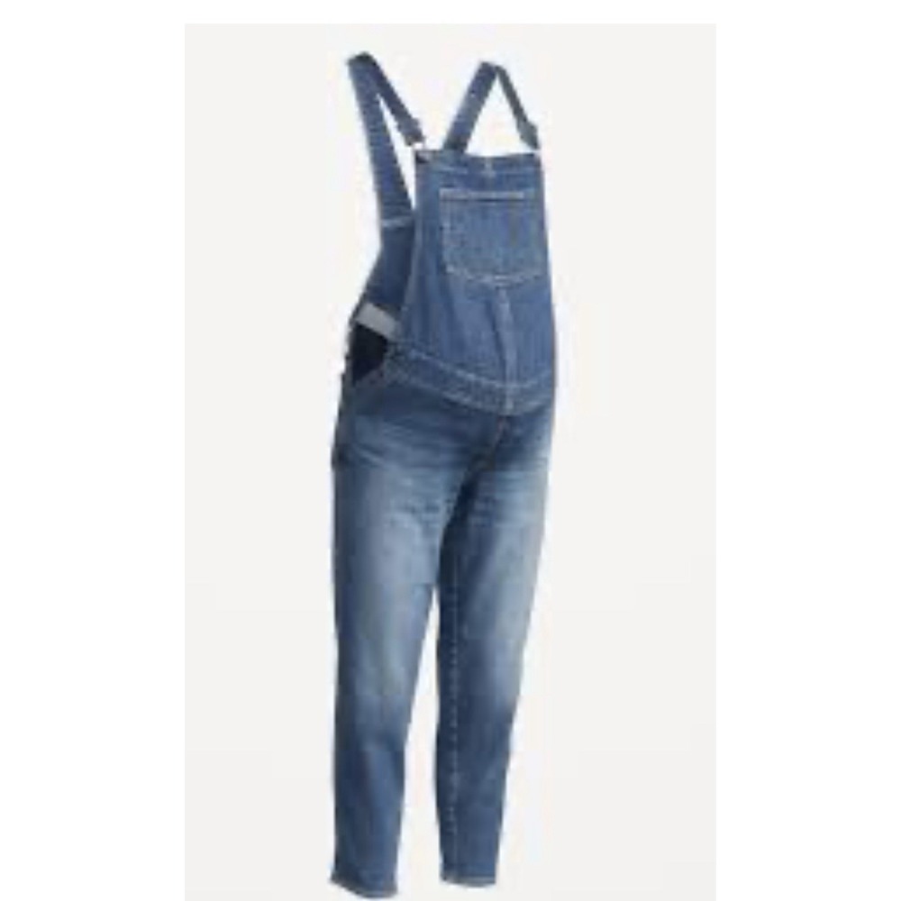 New Old Navy Maternity Overalls 4 Long Denim Jean Boho Prairie Cottagecore Hippy